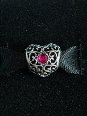 Authentic Pandora July Signature Heart Charm – 791784SRU Sterling Silver Retired